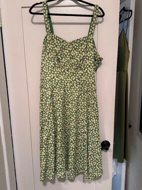 Belle Poque – Green and Yellow Floral A-Line Sundress, EUC (Size 2X)